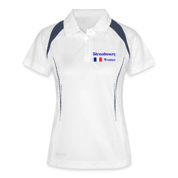 Straßburg Frankreich - Stilvolle Drucke - Frauen Polo atmungsaktiv - Weiß/Navy - Vorne