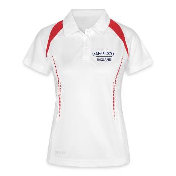 velours côtelé - Polo respirant Femme - blanc/marine - Devant