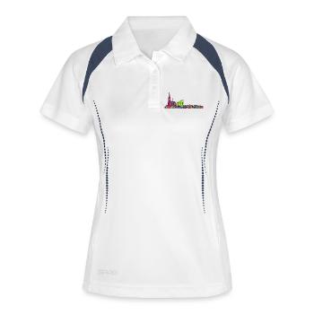 Straßburger Skyline Kathedrale Linienkunst - Frauen Polo atmungsaktiv - Weiß/Navy - Vorne