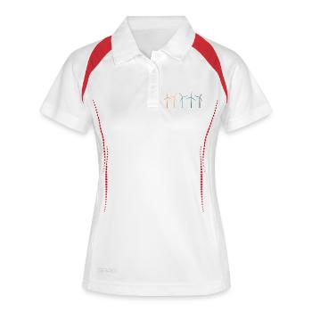 Windrad Retro Vintage Naturschutz Natur - Frauen Polo atmungsaktiv - Weiß/Navy - Vorne