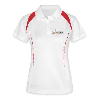 Überglücklich Berge Wandern Gebirge - Frauen Polo atmungsaktiv - Weiß/Navy - Vorne