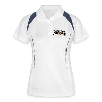Aquarelle Sunny Daisy sur fond noir - Polo respirant Femme - blanc/marine - Devant
