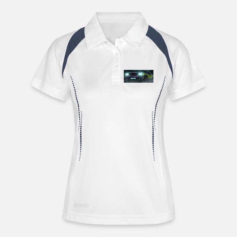 Flash Check Neon Stripe Car - Women's Polo breathable - white/navy