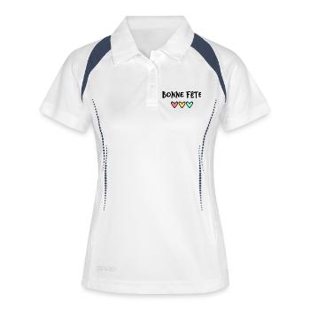BONNE FÊTE. FÊTE DES MÈRES. FÊTE DES PÈRES. FÊTE - Polo respirant Femme - blanc/marine - Devant