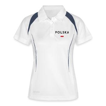Flagge Polens, elegantes minimalistisches Design - Frauen Polo atmungsaktiv - Weiß/Navy - Vorne