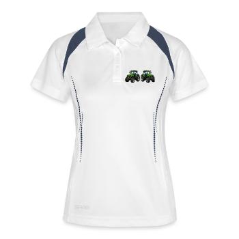 Tractor Green - Conception agricole - Polo respirant Femme - blanc/marine - Devant
