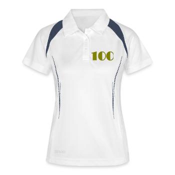 100. 100 ANS. 100e ANNIVERSAIRE. ANNIVERSAIRE 100  - Polo respirant Femme - blanc/marine - Devant