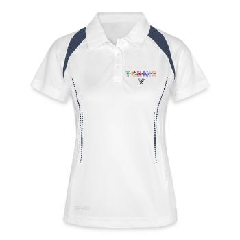 Typographie vintage de tennis pastel - Polo respirant Femme - blanc/marine - Devant