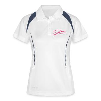 Idée de cadeau pour le 16e anniversaire - Polo respirant Femme - blanc/marine - Devant