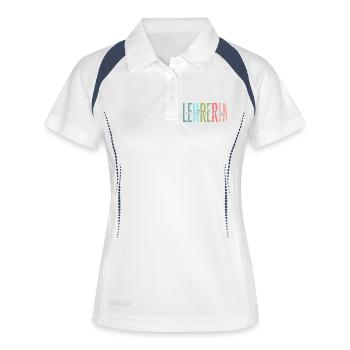Lehrerin mit Herz Geschenk - Frauen Polo atmungsaktiv - Weiß/Navy - Vorne
