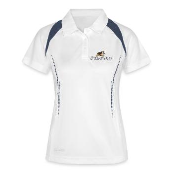 Pure Joy Corgi Lauf - Frauen Polo atmungsaktiv - Weiß/Navy - Vorne