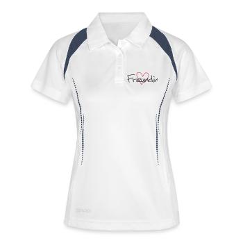 Freundin Herz Geschenk Geburtstag - Frauen Polo atmungsaktiv - Weiß/Navy - Vorne