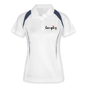 Camping Camper Coeur Vacances d’été Camping-car Fan - Polo respirant Femme - blanc/marine - Devant