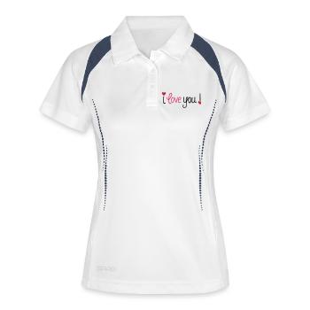 Saint-Valentin Je t’aime Cœurs - Polo respirant Femme - blanc/marine - Devant