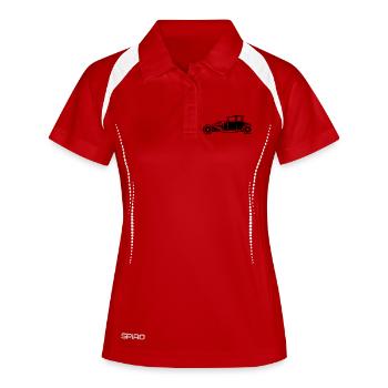 hot rod oldtimer Auto car Symbol Illustration icon - Frauen Polo atmungsaktiv - Weiß/Navy - Vorne