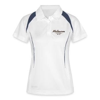 Melbourne Victoria Est. 1835 - Frauen Polo atmungsaktiv - Weiß/Navy - Vorne