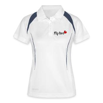 VALENTINSTAG. Junggesellinnenabschied. ICH LIEBE DICH. ICH LIEBE DICH. LIEBE - Frauen Polo atmungsaktiv - Weiß/Navy - Vorne