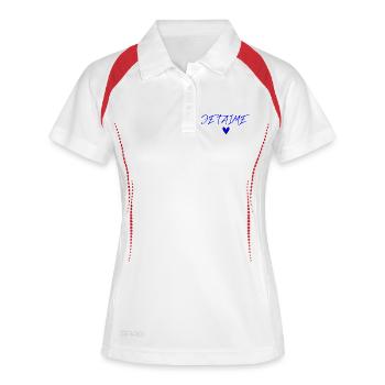 SAINT VALENTIN. EVJF. JE T'AIME. I LOVE YOU. AMOUR - Polo respirant Femme - blanc/marine - Devant