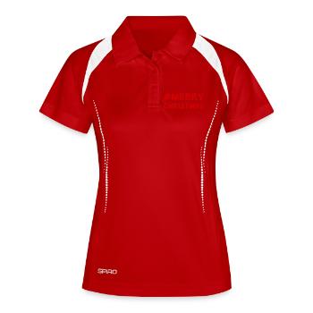WEIHNACHTEN. FROHE WEIHNACHTEN. FROHE WEIHNACHTEN. WEIHNACHTSMANN - Frauen Polo atmungsaktiv - Weiß/Navy - Vorne