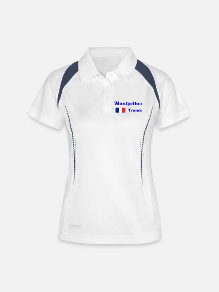 Montpellier, France- Stylish prints - Women's Polo breathable - white/navy