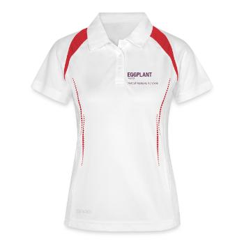 EGGPLANT Aubergine - Frauen Polo atmungsaktiv - Weiß/Navy - Vorne