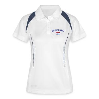 Holländische Flagge Künstlerisches Pinselstrich-Design - Frauen Polo atmungsaktiv - Weiß/Navy - Vorne