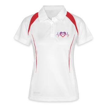 Patte de chien avec battement de cœur chien - Polo respirant Femme - blanc/marine - Devant