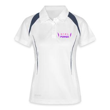 GIRL POWER - Porte-bonheur Femme Fille - Polo respirant Femme - blanc/marine - Devant