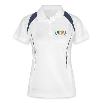 Irland Flagge Heartbeat Line Irish Pride Design - Frauen Polo atmungsaktiv - Weiß/Navy - Vorne