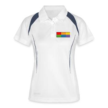 LGBT_Regenbogen_Farbblock-Raster  - Frauen Polo atmungsaktiv - Weiß/Navy - Vorne