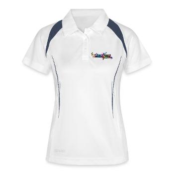 Bunte Noten Musik Aquarell - Frauen Polo atmungsaktiv - Weiß/Navy - Vorne