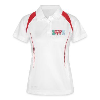 Playful Love Heart Western Romance  - Frauen Polo atmungsaktiv - Weiß/Navy - Vorne