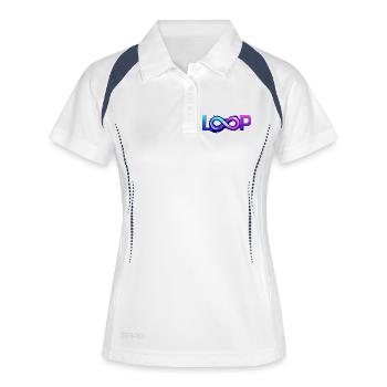 Neon Loop Unendlichkeit - Frauen Polo atmungsaktiv - Weiß/Navy - Vorne