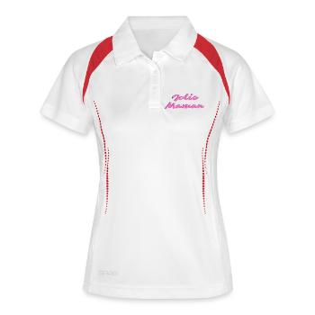 Jolie Maman Rose Néon - Polo respirant Femme - blanc/marine - Devant