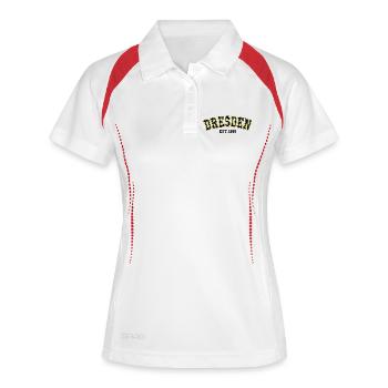 Dresden gegründet 1986 - Frauen Polo atmungsaktiv - Weiß/Navy - Vorne