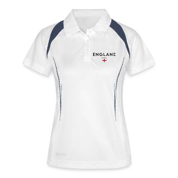 Flagge Englands, elegantes minimalistisches Design - Frauen Polo atmungsaktiv - Weiß/Navy - Vorne