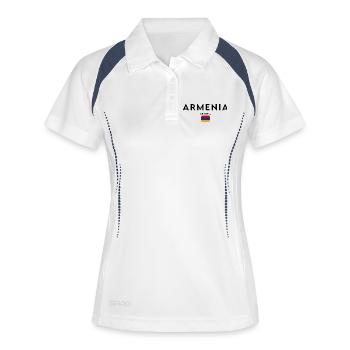 Fierté arménienne, design minimaliste et élégant - Polo respirant Femme - blanc/marine - Devant