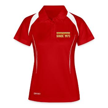 Ursprünglicher Tippfehler von 1973 Vintage - Frauen Polo atmungsaktiv - Weiß/Navy - Vorne