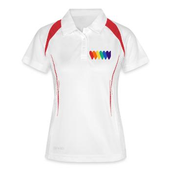 Regenbogenherzen Muster - Frauen Polo atmungsaktiv - Weiß/Navy - Vorne