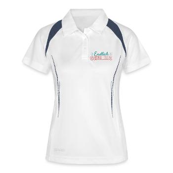 Endlich Schulkind Schulstart - Frauen Polo atmungsaktiv - Weiß/Navy - Vorne