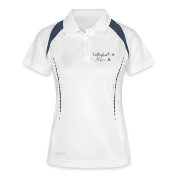 Niedliche Volleyball-Mama-Typografie mit Herz - Frauen Polo atmungsaktiv - Weiß/Navy - Vorne