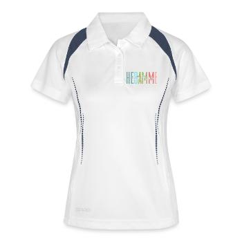 Hebamme mit Herz Design - Frauen Polo atmungsaktiv - Weiß/Navy - Vorne