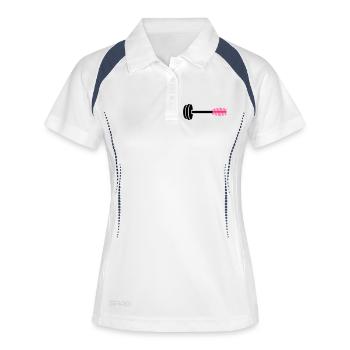 Icône de peigne rose néon - Polo respirant Femme - blanc/marine - Devant