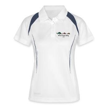 Familienausflug - Frauen Polo atmungsaktiv - Weiß/Navy - Vorne