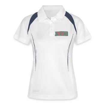 MERCI. MAÎTRESSE. MAÎTRE. MERCI MAÎTRESSE - Polo respirant Femme - blanc/marine - Devant