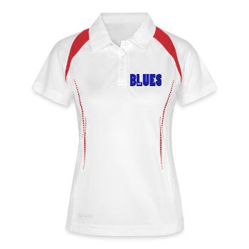 Lebendiges Blues-Musik-Typografie-Design - Frauen Polo atmungsaktiv - Weiß/Navy - Vorne