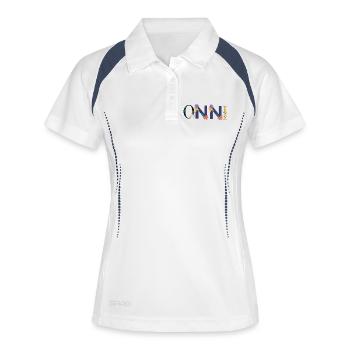 Nom ONNI décoré de fleurs - Polo respirant Femme - blanc/marine - Devant