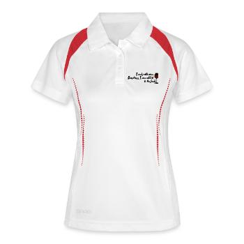 Je cuisine avec du vin - un dicton pour les amateurs de vin - Polo respirant Femme - blanc/marine - Devant
