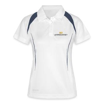 Couronne dorée sur fond noir - Polo respirant Femme - blanc/marine - Devant