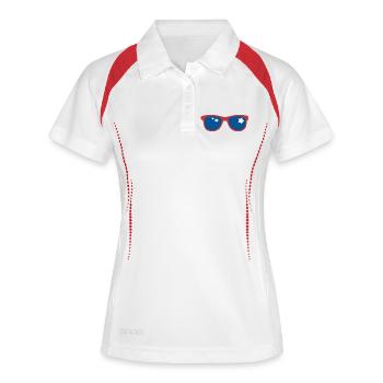 Pop Art Sonnenbrille - Frauen Polo atmungsaktiv - Weiß/Navy - Vorne